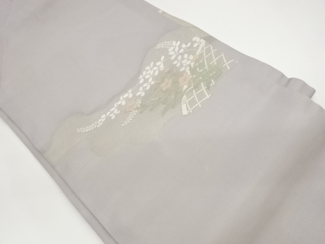 Gauze Nagoya obi, Koetsugaki with autumn grass pattern